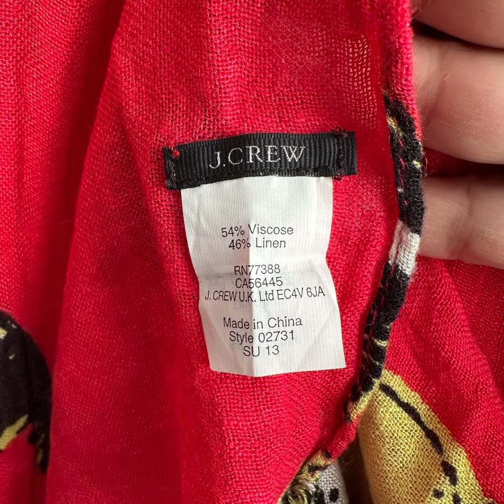 J. Crew Viscose and Linen 🦋 Butterfly Print Red Scarf - Picture 5 of 8